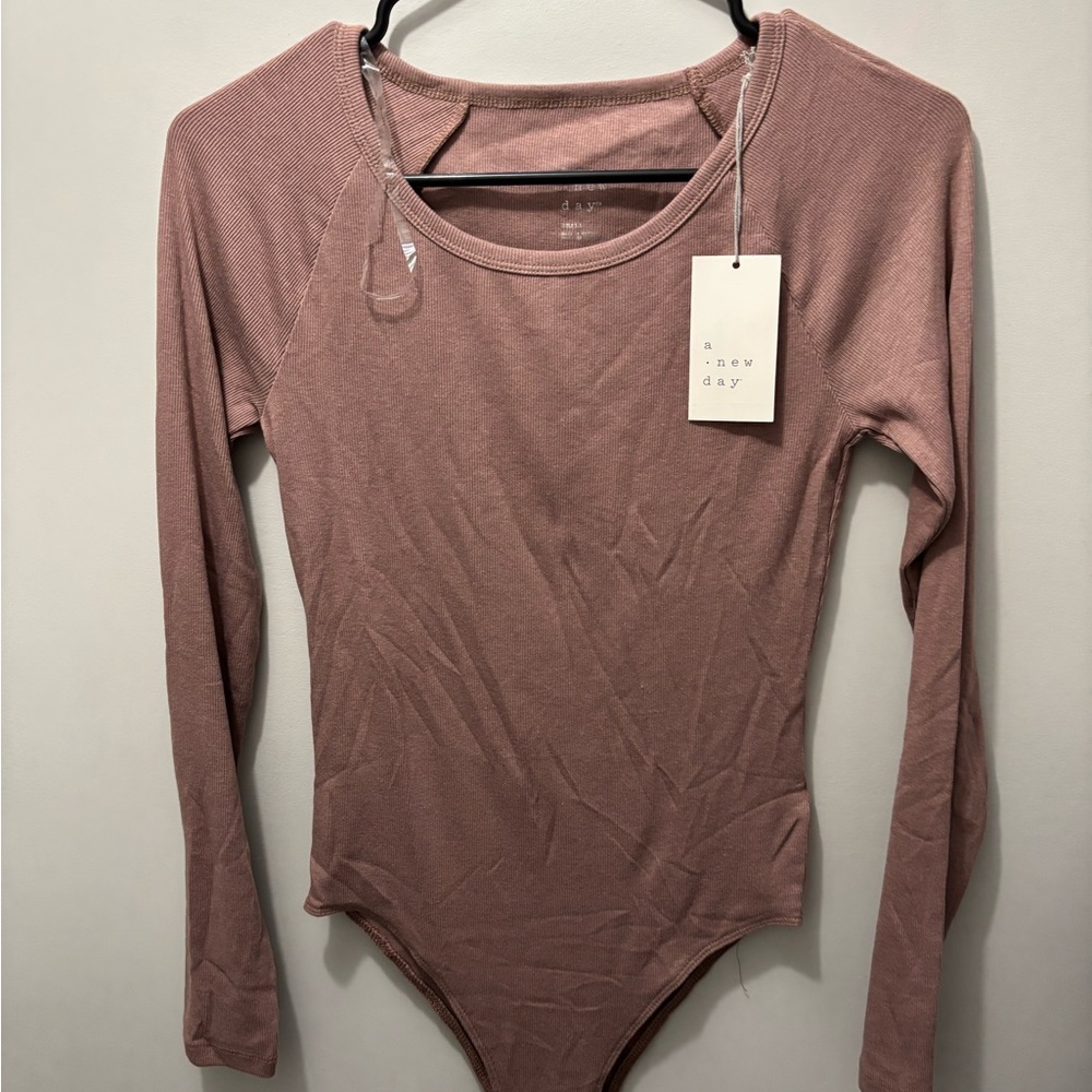 A New Day Women's Mauve Long Sleeve Bodysuit